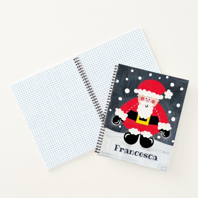 Personalised Cute Father Christmas Santa Claus Notebook (Inside)