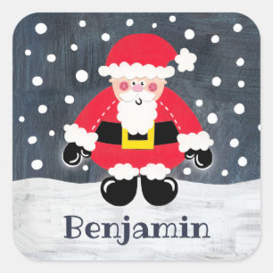 Personalised Cute Father Christmas Santa Claus Square Sticker