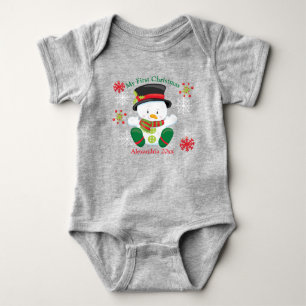 Personalised Cute First Christmas Snowman Baby Bodysuit