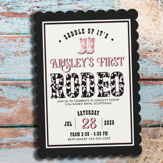 Personalised Cute First Rodeo Girls 1st Birthday Invitation (Creator Uploaded)
