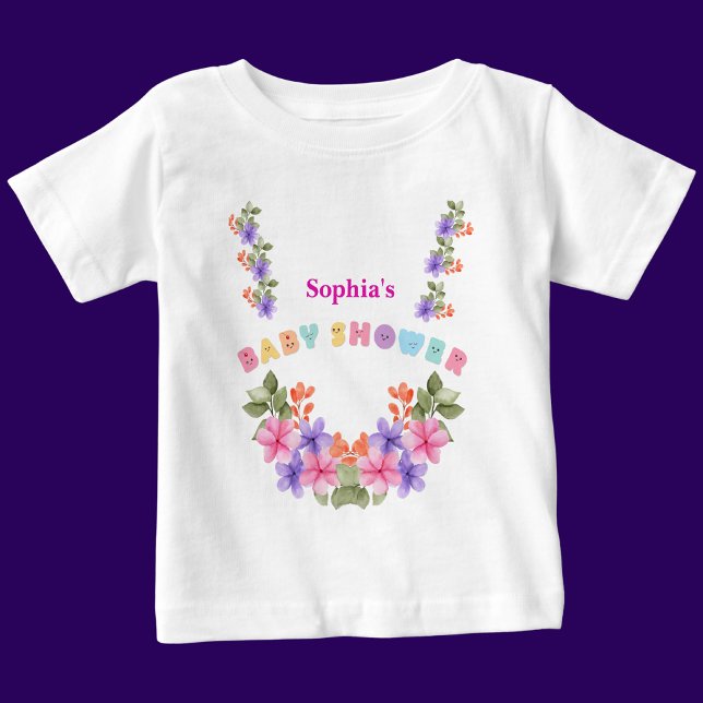 Personalised Cute Floral Pattern Baby T-Shirt (Creator Uploaded)