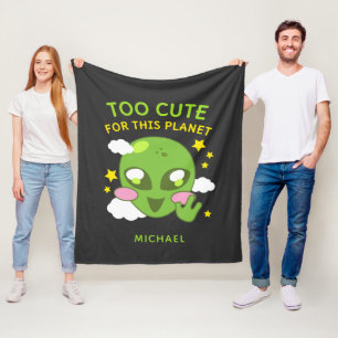 Personalised Cute for This Planet Fun Alien Fleece Blanket