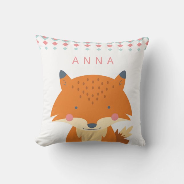 Personalised Cute Fox Pillow (Front)
