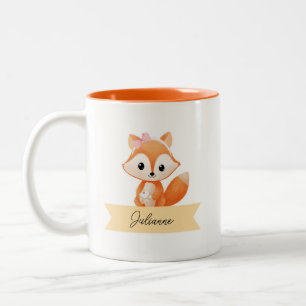 Personalised cute fox  Two-Tone coffee mug