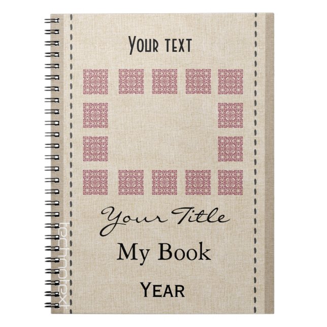 Personalised Cute Framed Linen Look Notebook (Front)