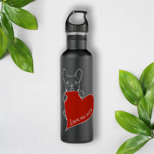 Personalised Cute French Bulldog with a Red Heart 710 Ml Water Bottle