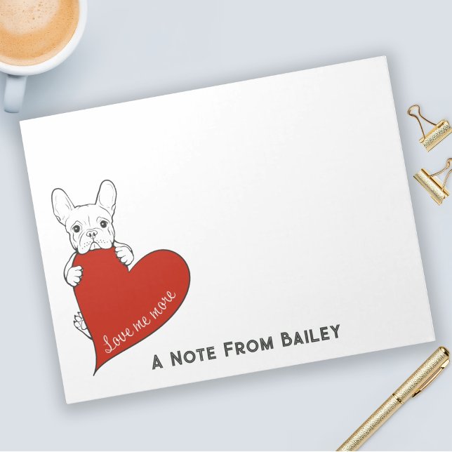 Personalised Cute French Bulldog with a Red Heart Notepad (Creator Uploaded)