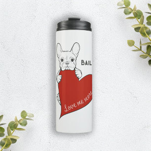 Personalised Cute French Bulldog with a Red Heart Thermal Tumbler
