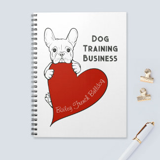 Personalised Cute Frenchie Dog with a Red Heart Notebook