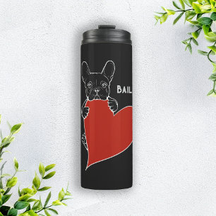 Personalised Cute Frenchie Dog with a Red Heart Thermal Tumbler