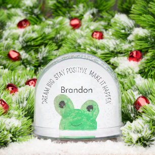 Personalised Cute frog inspirational quote  Snowglobe