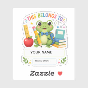 Personalised Cute Frog Name Sticker for Kids