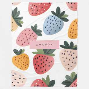 Personalised Cute Fruit Strawberry Pattern Fleece Blanket