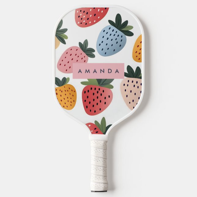 Personalised Cute Fruit Strawberry Pattern Pickleball Paddle (Front)