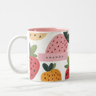 Personalised Cute Fruit Strawberry Pattern Two-Tone Coffee Mug