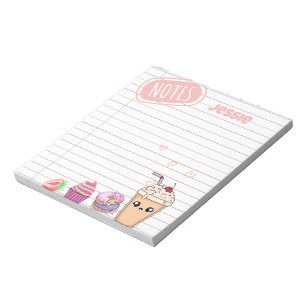 Personalised Cute Fun Kawaii Foodies Line Paper  Notepad