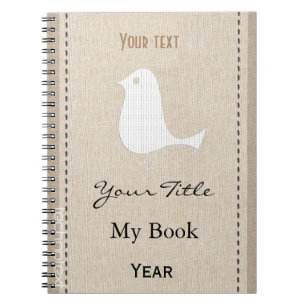 Personalised Cute Funny Bird Linen Look Notebook