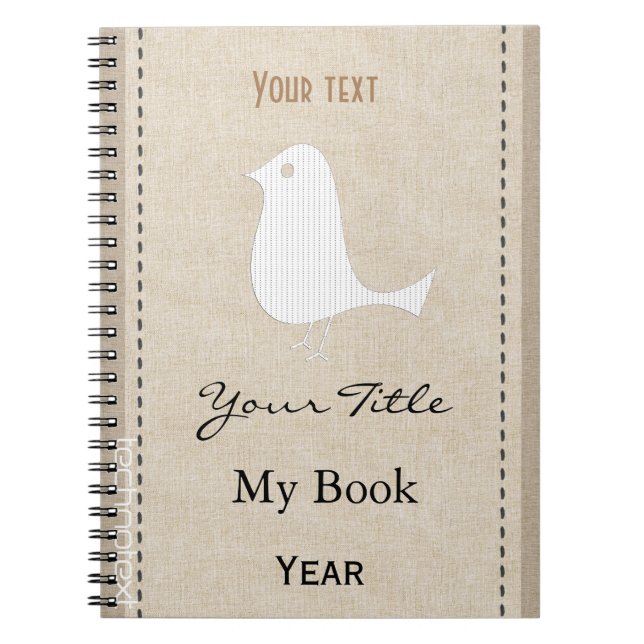 Personalised Cute Funny Bird Linen Look Notebook (Front)