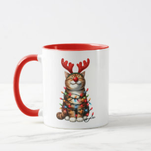 Personalised Cute Funny Cat Christmas Mug