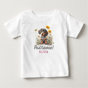 Personalised Cute Funny Dachshund Dog Baby T-Shirt