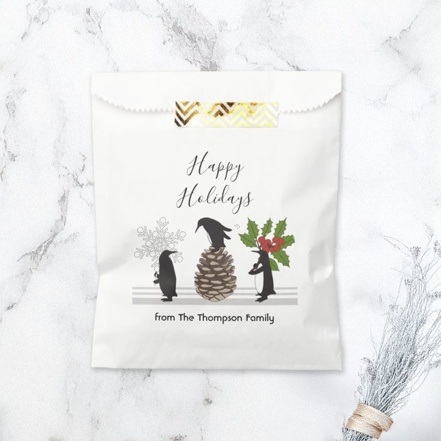 Personalised Cute Funny Penguin Christmas Favour Bags (Creator Uploaded)
