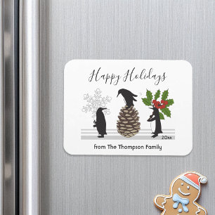 Personalised Cute Funny Penguin Christmas Magnet