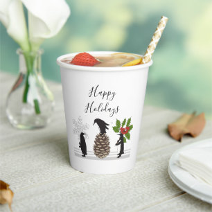Personalised Cute Funny Penguin Christmas Paper Cups