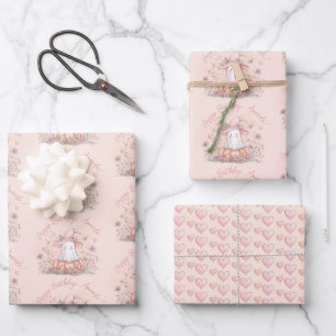 Personalised Cute Ghost Birthday Wrapping Paper Sheet