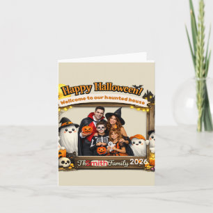 Personalised Cute Ghost Family Halloween Photo Fra Card