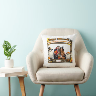 Personalised Cute Ghost Family Halloween Photo Fra Cushion