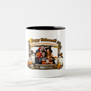 Personalised Cute Ghost Family Halloween Photo Fra Two-Tone Coffee Mug