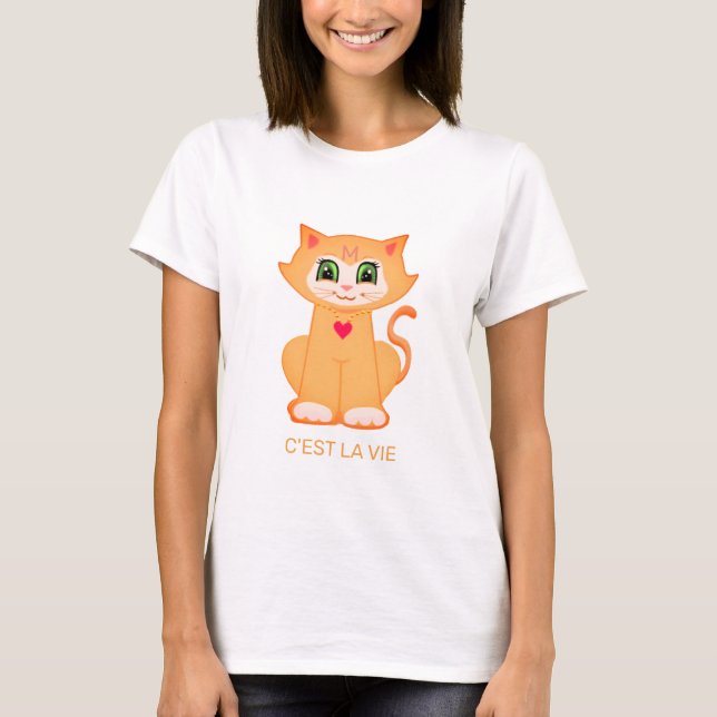 Personalised Cute Ginger Kitty Cat T-Shirt (Front)