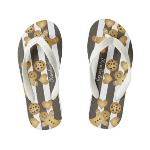 Personalised Cute Gingerbread Man Cookie Kid's Flip Flops