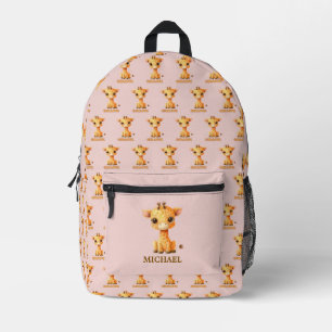 Personalised Cute Giraffe Pattern Printed Backpack