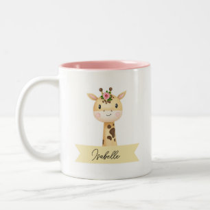 Personalised cute giraffe  Two-Tone coffee mug