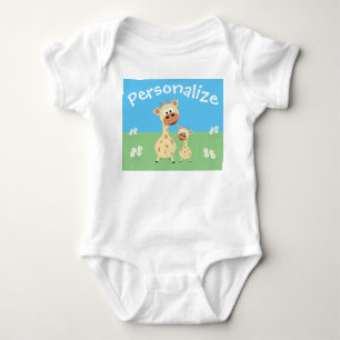 Personalised Cute Giraffe With Daisies Baby Bodysuit