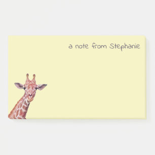 Personalised Cute Giraffe Yellow Custom Fun Text Post-it Notes