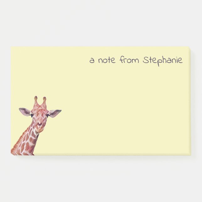 Personalised Cute Giraffe Yellow Custom Fun Text Post-it Notes (Front)