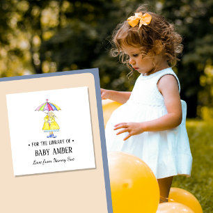 Personalised Cute Girl Baby Bookplate Sticker