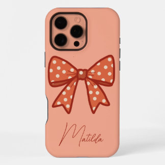 Personalised Cute girly gingham bow ribbon iPhone 16 Pro Max Case