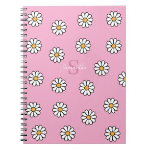 Personalised Cute girly white daisy floral  Notebook