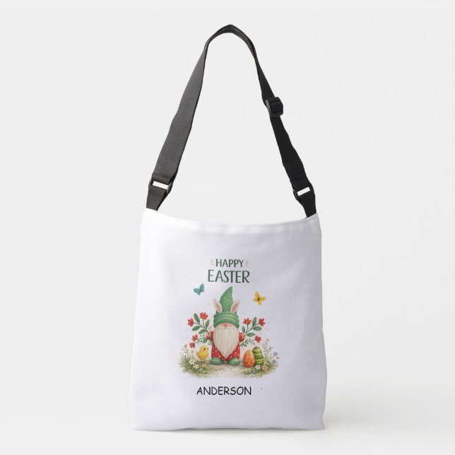 Personalised cute gnome mini Easter bag with name  (Front)