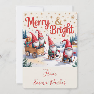 Personalised Cute Gnomes Christmas Holiday Card