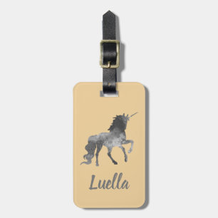 Personalised Cute gold Kids Unicorn luggage tag