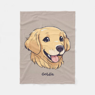 Personalised Cute Golden Retriever Fleece Blanket