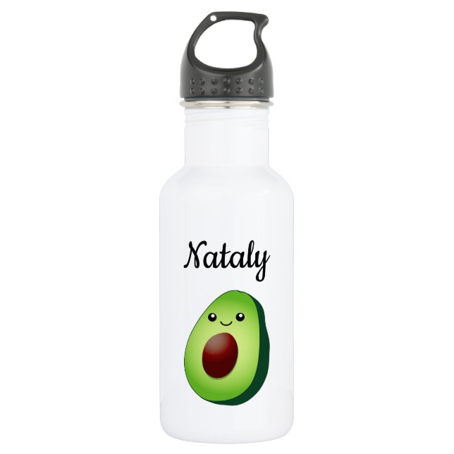 Personalised cute green avocado cartoon custom 532 ml water bottle (Front)