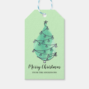 Personalised Cute Green Christmas Tree Gift Tags