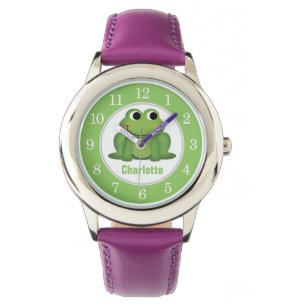 Personalised Cute Green Frog Kids Watch