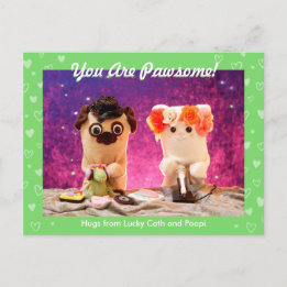 Personalised Cute Green Stylish Hearts Photo Postcard