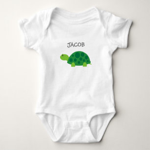 Personalised cute green turtle kids baby romper bodysuit